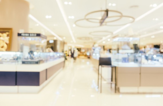 Abstract blur and defocused shopping mall of deparment store interior for background